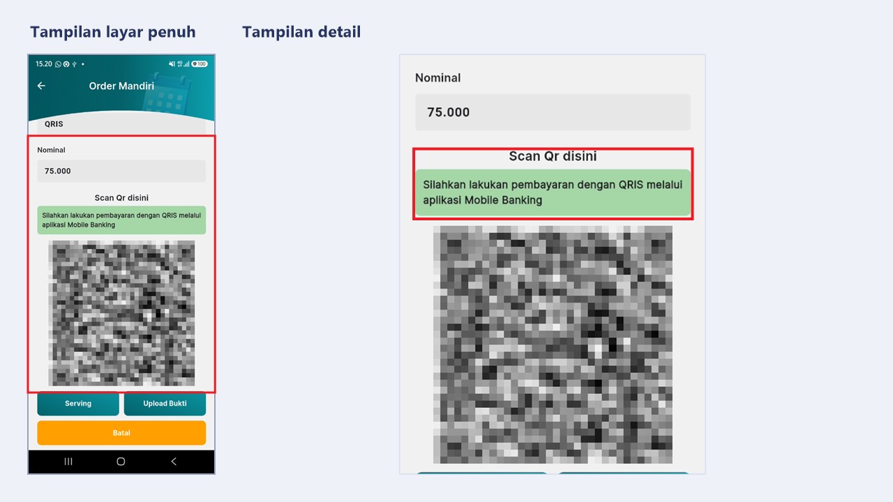 Halaman pembayaran QRIS pada aplikasi petugas