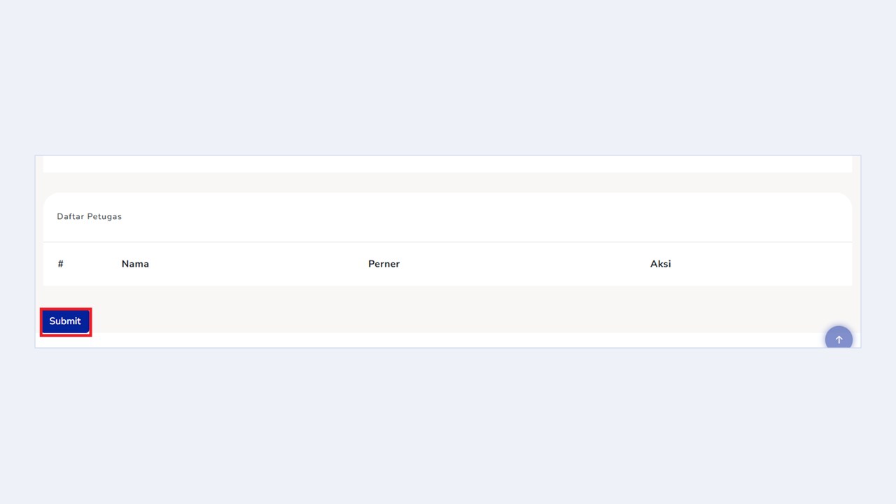 Tombol Submit pada halaman Create Order Admin