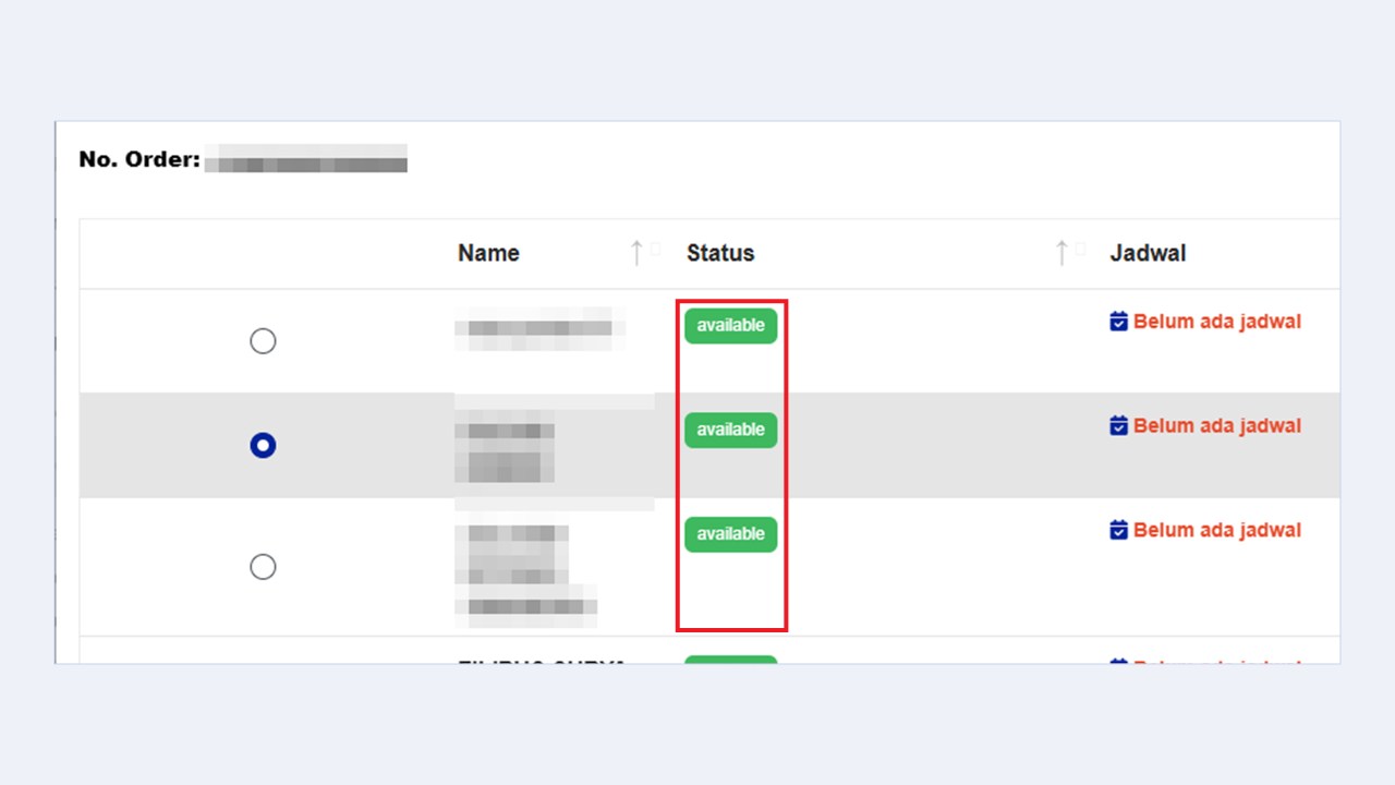 Jendela Pilih Porter dengan porter berstatus available
