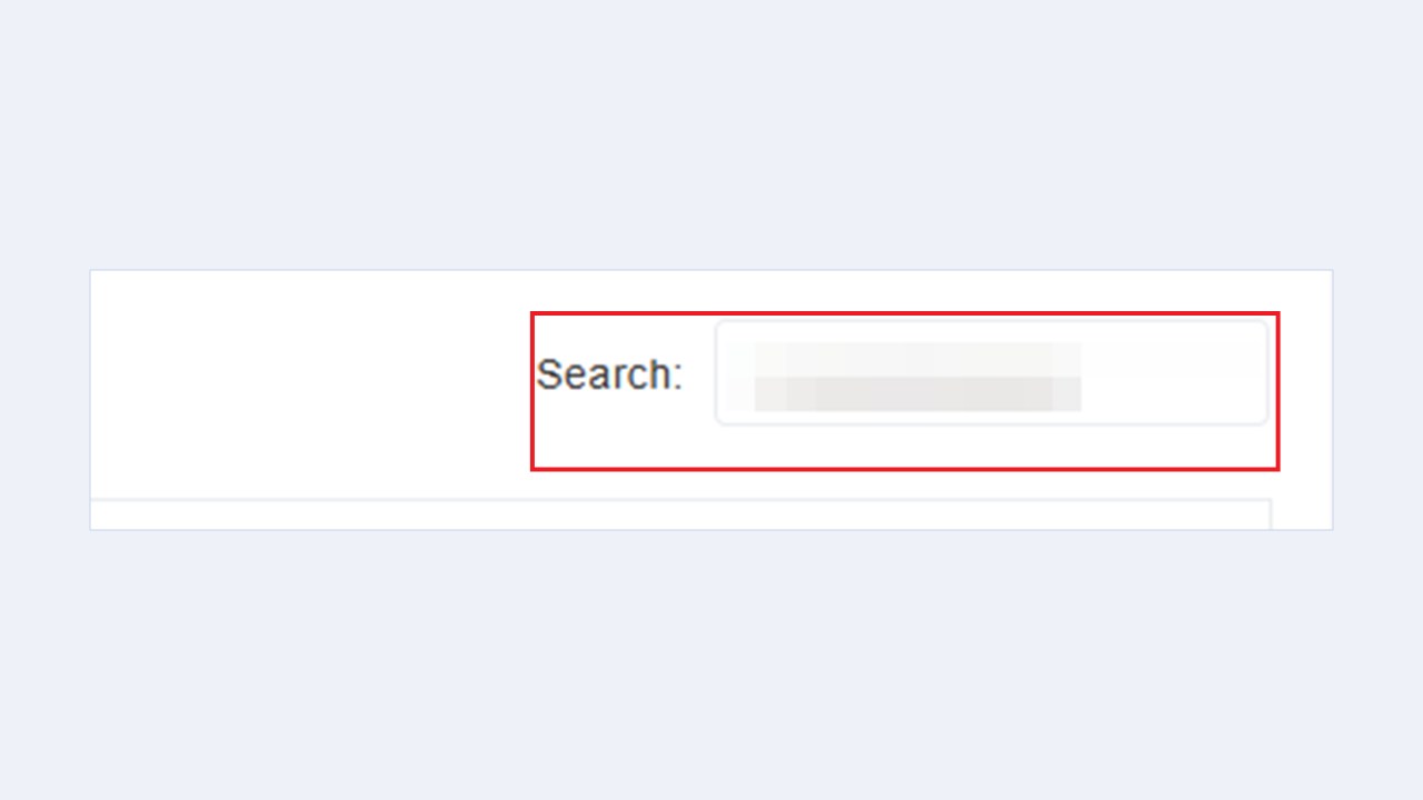 Kolom Search pada Daftar Reservasi